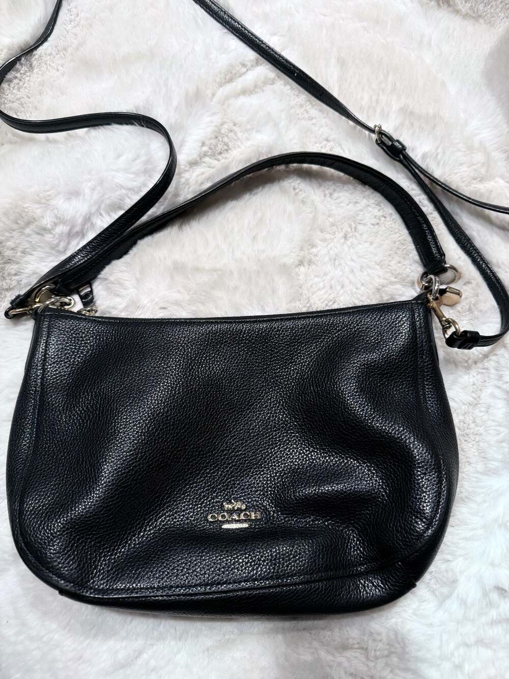 Coach Black Pebble Leather Shoulder Crossbody Bag